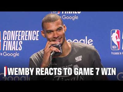Victor Wembanyama reacts to WCF Game 7 win vs. OKC 🔥 Spurs advance to the NBA Finals | NBA on ESPN