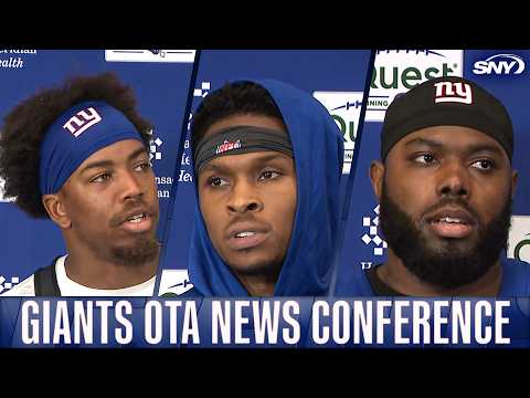 Jevón Holland, Darnell Mooney, and Andrew Thomas on Giants OTAs