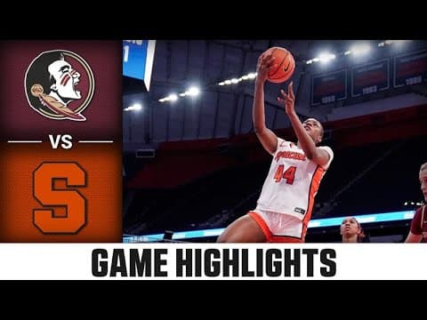 Florida State vs. Syracuse Game Highlights | 2025-26 ACC Women's Basketball