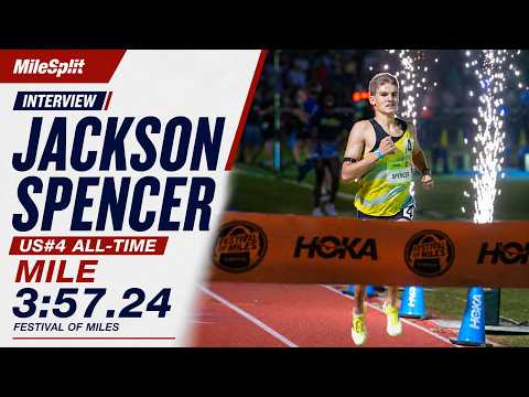 Jackson Spencer after a US#4 All-Time 3:57.24 Mile at HOKA Festival of Miles