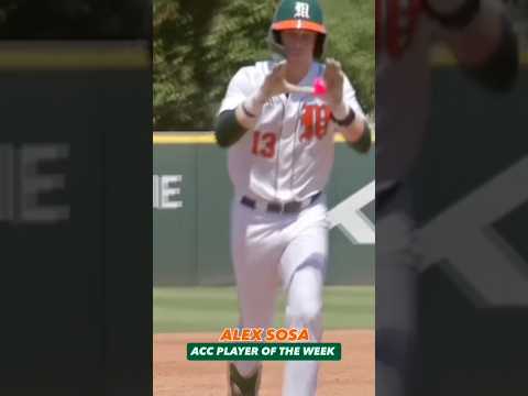 Your ACC Player of the Week, Alex Sosa 🙌 #collegebaseball #ncaabaseball #baseball #sports #miami