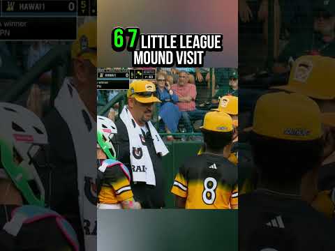 Little League coach tries to lighten the mood during a mound visit 🤣 #baseball #littleleague