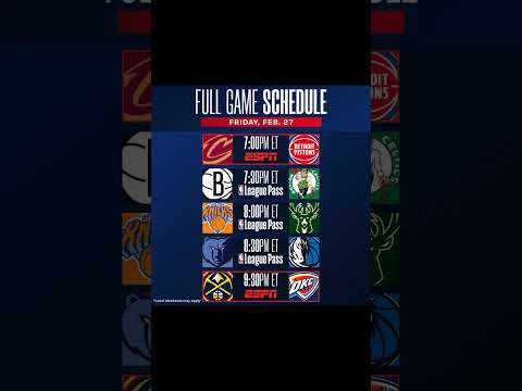 FRIDAY'S 5-GAME SLATE!

🏀 CLE (W 13 of 16) visit East #1 DET
🏀 MIL seeks 3 in a row hosting East #3