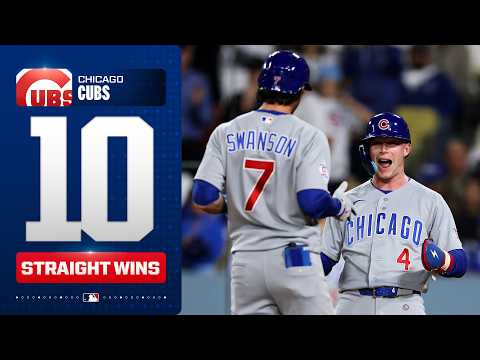 The Cubs have won 10 games in a row! 🐻 (Kept streak alive with DRAMATIC comeback vs. Dodgers! 👀)