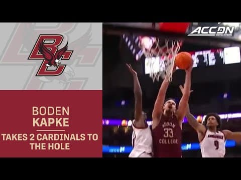 Boston College's Boden Kapke Takes Two Louisville Defenders To The Rack