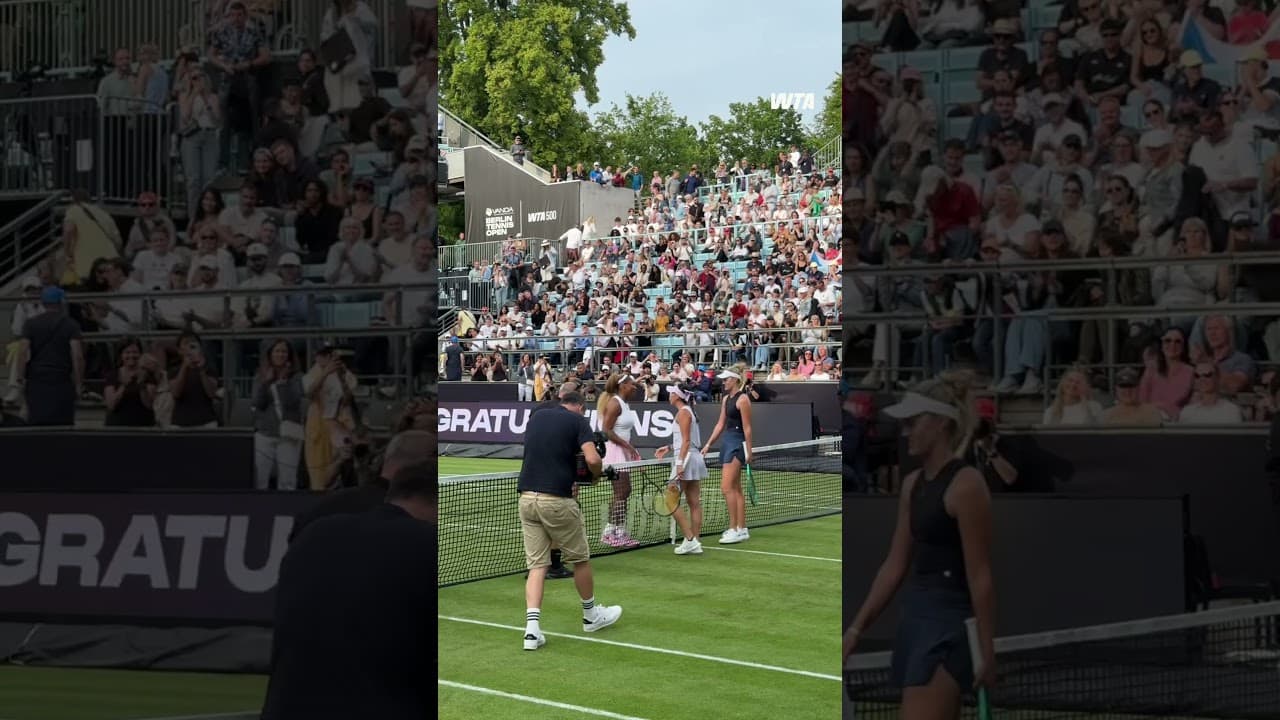 BIG win on the BIG stage 💚 Olmos & Routliffe move past S. Williams/Muchova! #wta #tennis