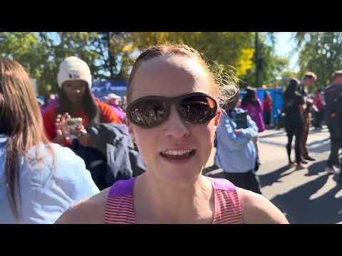 Annie Frisbie after running 2:24 for 5th in 2025 NYC Marathon