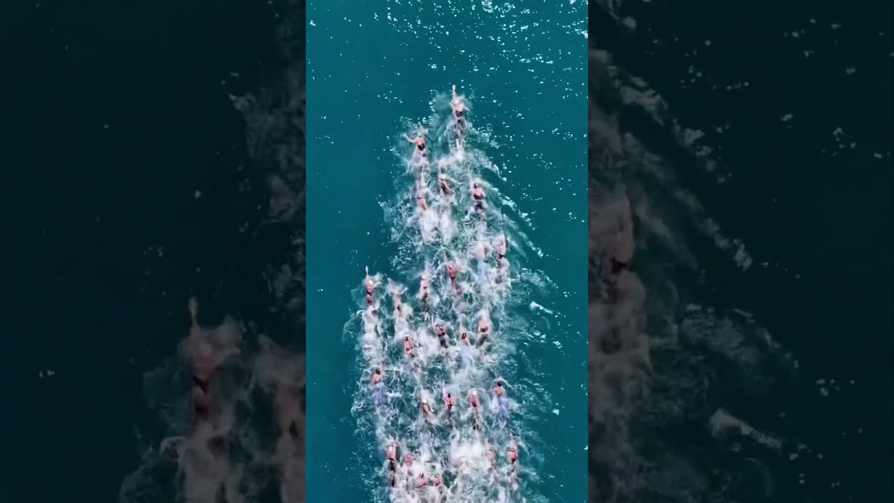 The beauty of Open Water Swimming 🏊 #openwaterswimming #openwater #drone #sea #pov #dronevideo