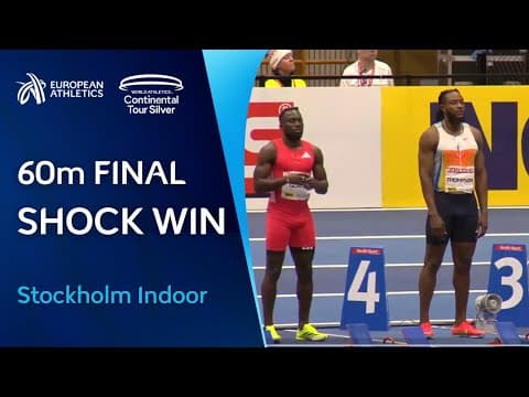 60m SHOCK WIN! Kishane Thompson v GB's Azu and Glave | Men's 60m final - Stockholm