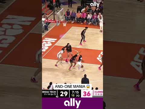 Two and-one’s in two minutes for Mia Moore 🔥 @ally  #collegebasketball #clemson #womensbasketball