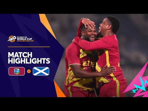Watch the highlights as West Indies beat Scotland by 35 runs in Kolkata at the Men's #T20WorldCup .
