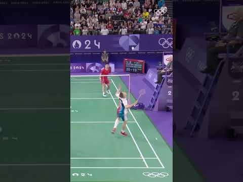 Blink and you’ll miss it! Comment your guess. 👀#Olympics #Badminton