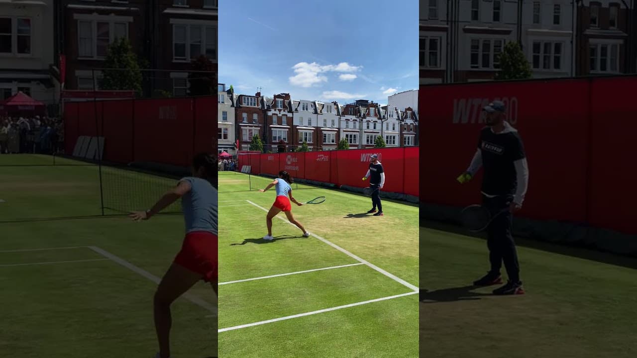 Emma Raducanu practices ahead of the Queen's final #raducanu #emmaraducanu #tennis