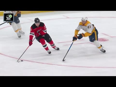 Dougie Hamilton scores a goal against the Nashville Predators