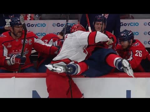 Jordan Staal Sends Tom Wilson Into Capitals Bench With Hit
