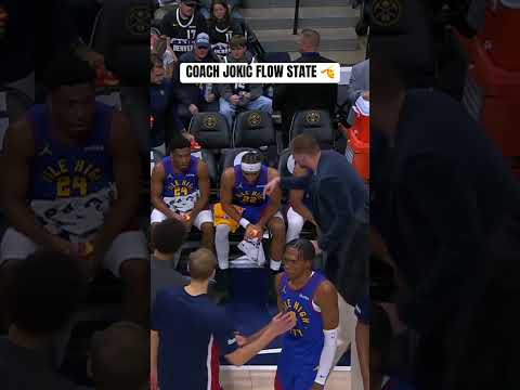 Nikola Jokić coaching up the Nuggets bench during a timeout 🫡