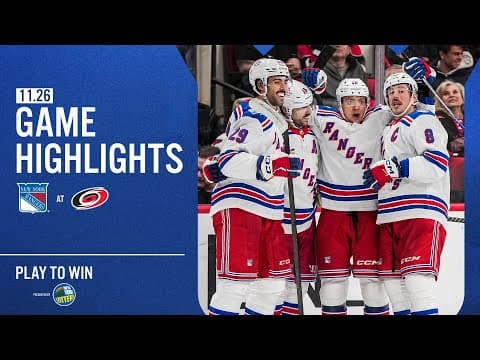 GAME HIGHLIGHTS | 2025-26: New York Rangers at Carolina Hurricanes  (11/26/25)