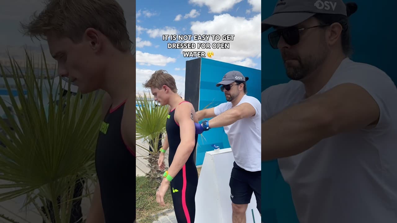 The struggle starts already ahead of the race 😅 #openwater #openwaterswimming #grwm #getdressed
