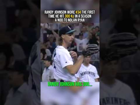 Randy Johnson wore #34 the first time he hit 300 Ks in a season. A nod to Nolan Ryan.