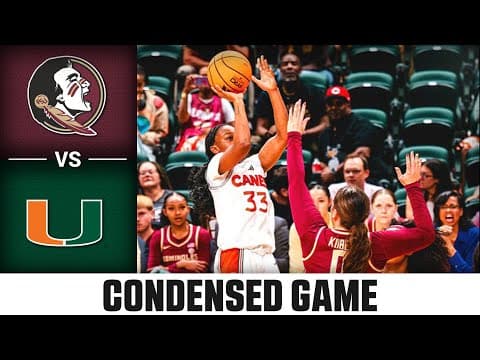 Florida State vs. Miami Condensed Game | 2025-26 ACC Women’s Basketball