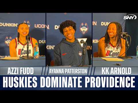 Azzi Fudd, Ayanna Patterson and KK Arnold after Senior Day rout over Providence