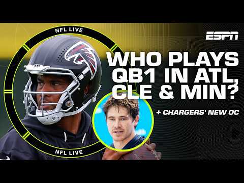 QB BATTLES HEATING UP 👀 Who will be QB1 for Falcons, Vikings & Browns? + Chargers' new OC | NFL Live