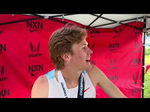 Ethan Strand after winning USATF 2k cross country championship