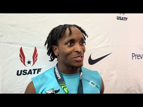 Dylan Beard Reacts to 7.37 World Lead to Win 60H Final at U.S. Indoor Championships 