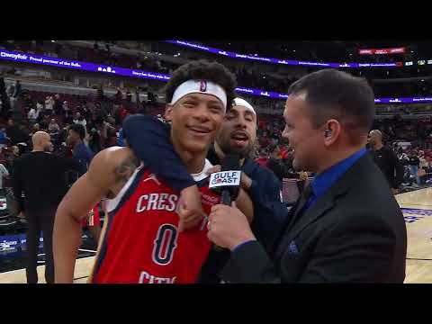 Jeremiah Fears on-court interview after Pelicans' win vs. Bulls