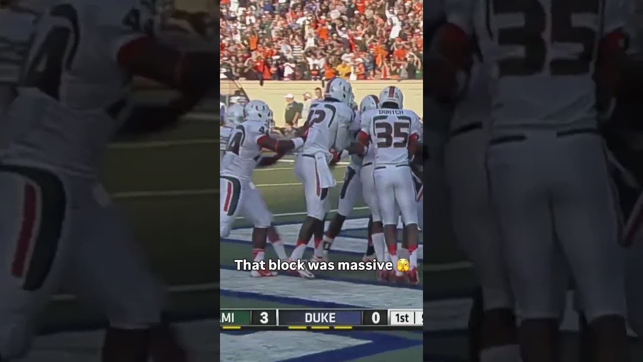 The block took out multiple defenders 😳 #miamihurricanes #accfootball #collegefootball