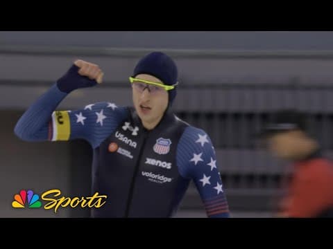 Jordan Stolz dashes to 1000m gold in track RECORD time at Hamar World Cup | NBC Sports