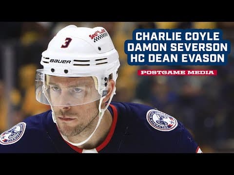 Blue Jackets @ Canucks - Charlie Coyle, Damon Severson and Head Coach Dean Evason | Postgame Media