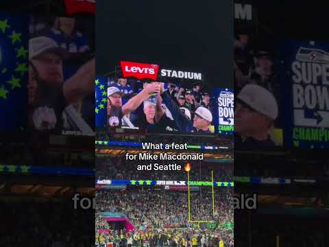 Mike Macdonald hoists the Vince Lombardi Trophy 🥹