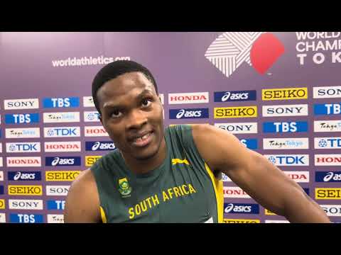 Gift Leotlela after huge 9.87 pb in 100m first round at 2025 Worlds