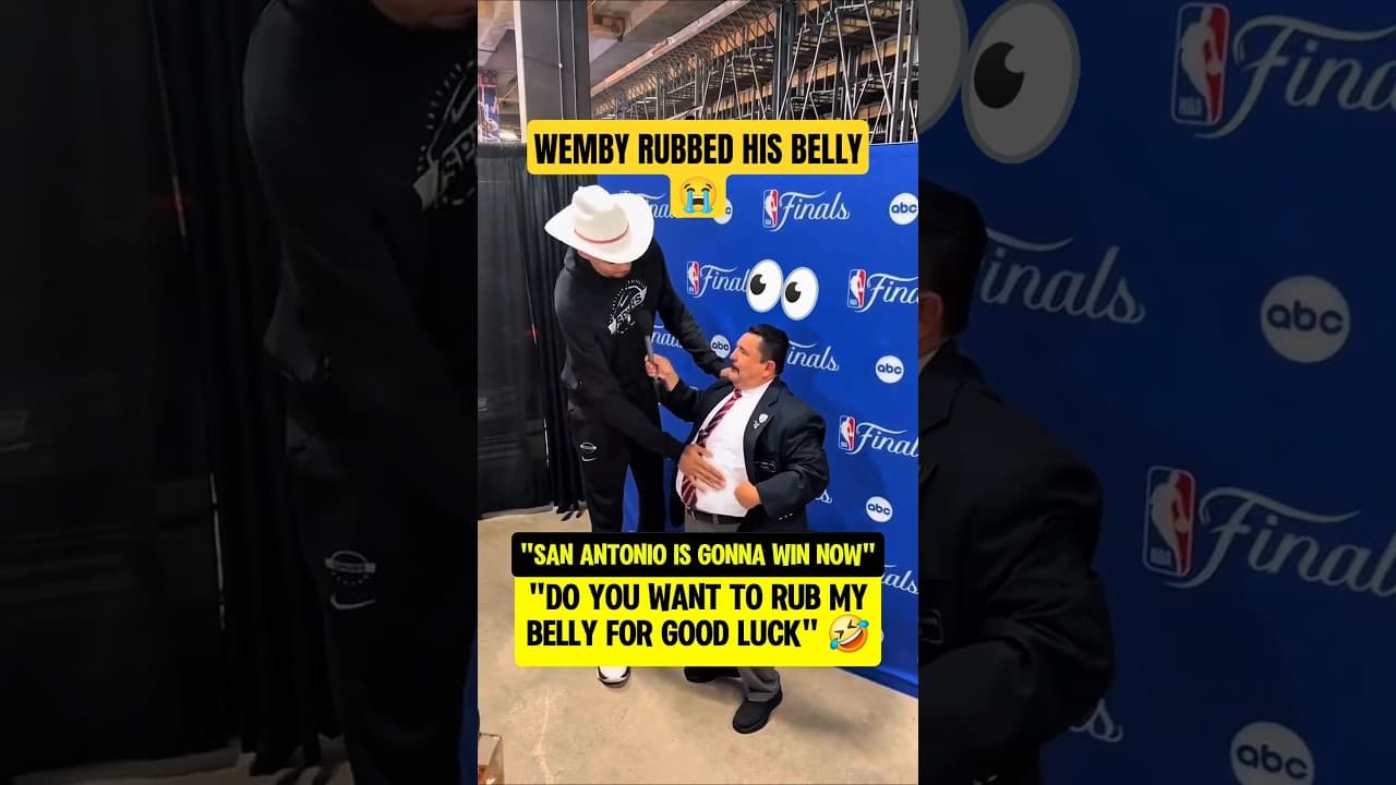 Wemby rubbed his belly for good luck😮