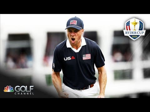 Justin Thomas pushes through nerves for strong tee shot on Ryder Cup Day 2 | Golf Channel