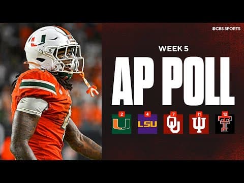 AP Top 25 Poll Released 🚨: Miami No. 2, Oklahoma cracks Top 10, Texas Tech the best team in Big 12?