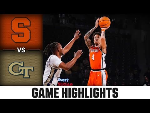 Syracuse vs. Georgia Tech Game Highlights | 2025-26 ACC Men's Basketball