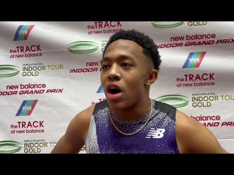 Quincy Wilson after 2nd place in 400m at New Balance Indoor Grand Prix