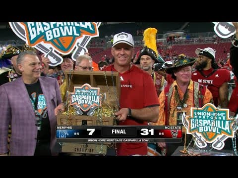 NC State Wolfpack, MVP Caden Fordham lift 2025 Gasparilla Bowl trophy 🏆 | ESPN College Football