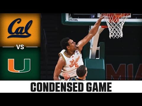 Cal vs. Miami Condensed Game | 2025-26 ACC Men's Basketball