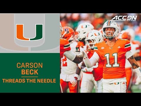 Miami QB Carson Beck Threads The Needle For The 61-Yard Score