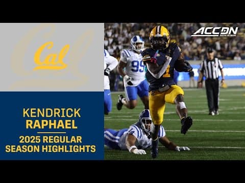 Kendrick Raphael 2025 Regular Season Highlights | Cal Running Back