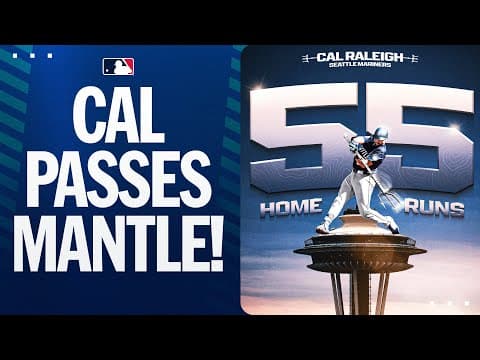 HIST🍑RY! Cal Raleigh passes Mickey Mantle for the most home runs by a switch-hitter in a season! 🔱