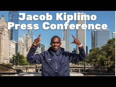 Jacob Kiplimo after winning 2025 Chicago Marathon