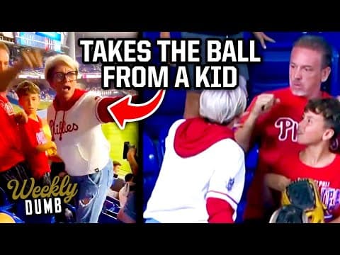 Fan yells at and steals a home run ball from a kid at Phillies vs Marlins | Weekly Dumb