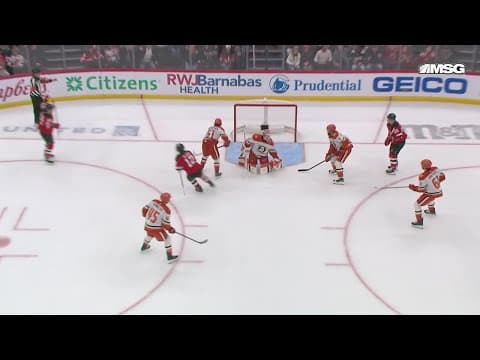 Cody Glass scores a goal against the Anaheim Ducks