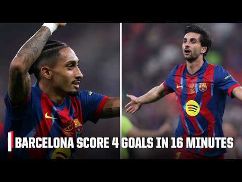 4 GOALS IN 16 MINUTES? 🤯 Barcelona DOMINATE first half of Supercopa Semifinal | ESPN FC