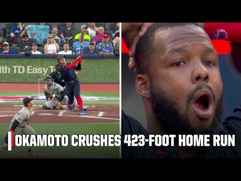 Kazuma Okamoto's moonshot reaches the THIRD DECK & Vladdy can't believe it 🤯 | MLB on ESPN