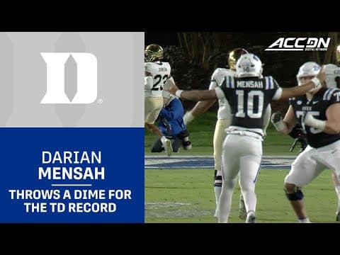 Duke QB Darian Mensah Breaks A TD Record With a Dime